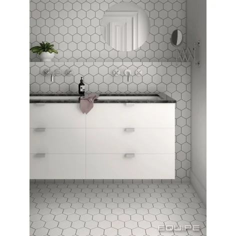 8435404942489 sklep białe hiszpańskie płytki EQUIPE Kromatika White EQ 26462 Płytka Heksagonalna Gresowa Mat. 11,6x10,1