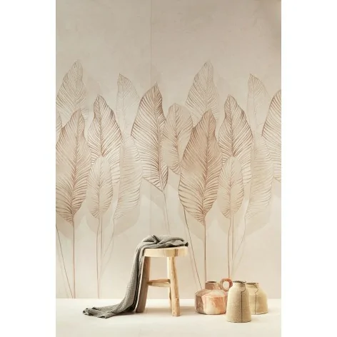 5903238068727 sklep płytki TUBĄDZIN Mild Clay Leaves Obraz Gresowy 119,8x274,8 120x280 DP-01-339-2748-1198-1-015