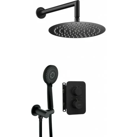 5908212084915 Sklep Baterie DEANTE Therm Zestaw Prysznicowy Podtynkowy z BOXem Termostatycznym Nero Czarny Mat BXYZNEBT