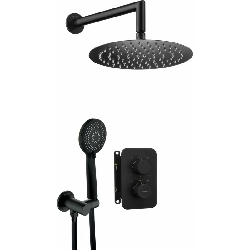 5908212084915 Sklep Baterie DEANTE Therm Zestaw Prysznicowy Podtynkowy z BOXem Termostatycznym Nero Czarny Mat BXYZNEBT