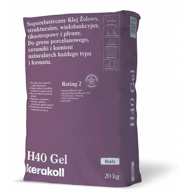 Sklep Chemia Budowlana Najtaniej - 5900401826757 - KERAKOLL Klej H40 Gel Biały 20 Kg - Kleje do płytek i gresu