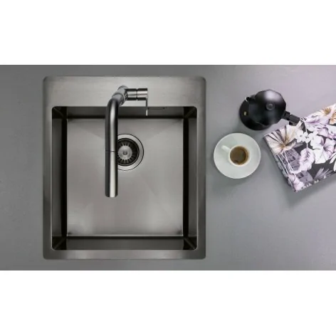 5907650837503 Armatura Kuchenna DEANTE Olfato Precious Zlewozmywak Stalowy 1-komorowy Titanium ZPO_D10B