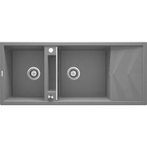 5907650817215 Sklep Kuchnie DEANTE Magnetic Zlewozmywak Granitowy Magnetyczny 2-komorowy z Ociekaczem Szary Metalik ZRM_S213