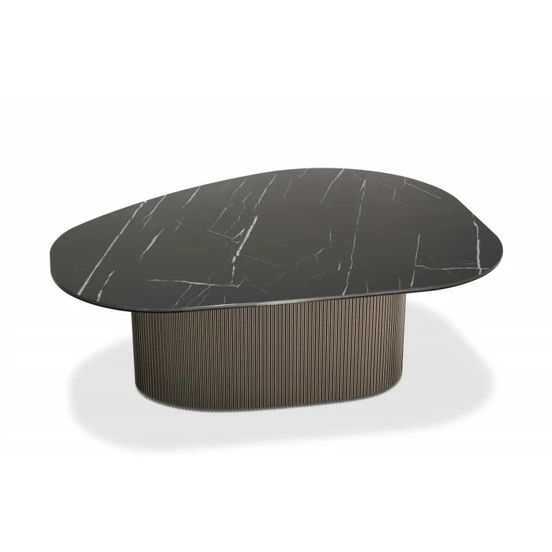 Meble PREMIUM Aria di Notte Stolik Kawowy ze Spieku Kwarcowego Nero Marquina 100x120 prosto z włoch - Włoskie meble