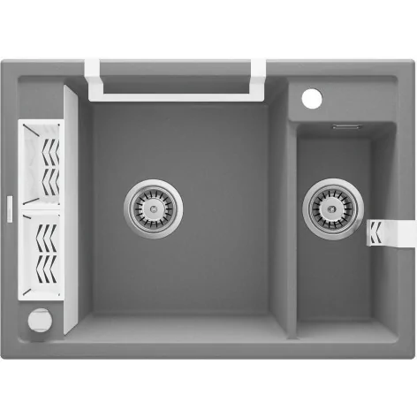 5908212095034 Sklep Kuchnia DEANTE Magnetic Zlewozmywak Granitowy Magnetyczny 1.5-komorowy Szary Metalik ZRM_S503