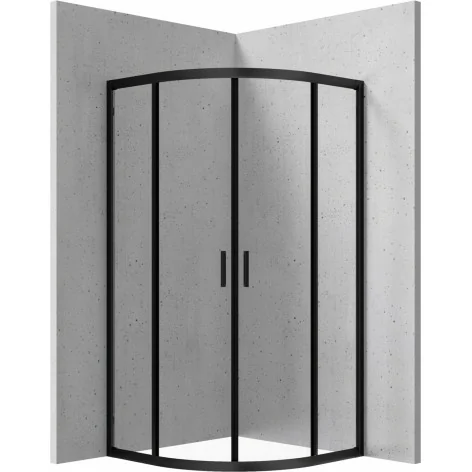 5908212090312 DEANTE Funkia Kabina Prysznicowa Półokrągła 90x90 cm Nero + Szkło Transparentne KYP_N51K