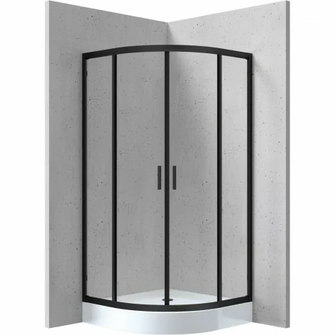 5908212090312 DEANTE Funkia Kabina Prysznicowa Półokrągła 90x90 cm Nero + Szkło Transparentne KYP_N51K