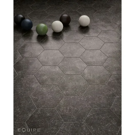 8435404921149 Sklep Płytki Hiszpańskie EQUIPE Coralstone Hexagon Black EQ 23577 Gres Mat. 29,2x25,4 G1