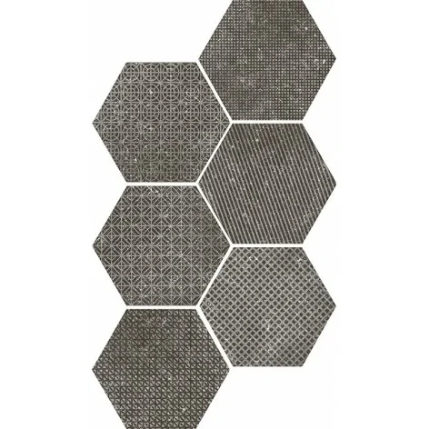 8435404921163 EQUIPE Coralstone Hexagon Melange Black EQ 23579 Gres Mat. 29,2x25,4 G1