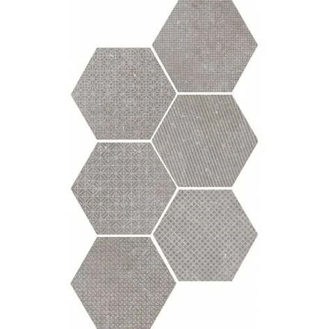 8435404921217 EQUIPE Coralstone Hexagon Melange Grey EQ 23584 Gres Mat. 29,2x25,4 G1