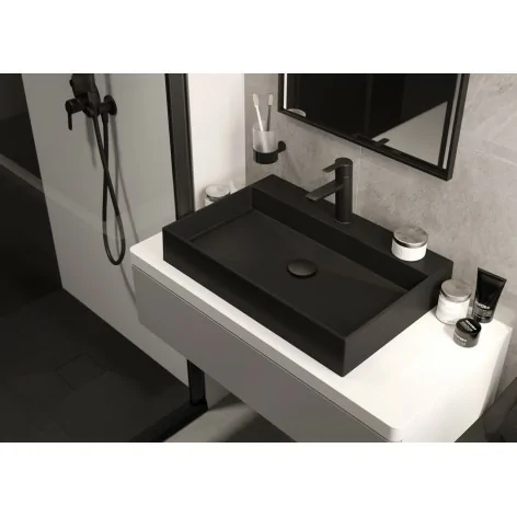 5908212095751 Sklep Ceramika Łazienkowa DEANTE Correo Brodzik Granitowy Kwadratowy 90x90 cm Nero Czarny KQR_N41B