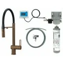 5907650895770 DEANTE Magnetic Bateria Kuchenna z Zestawem do Filtracji wody z Elastyczną Wylewką Brąz Szczotkowany BRMFC75M