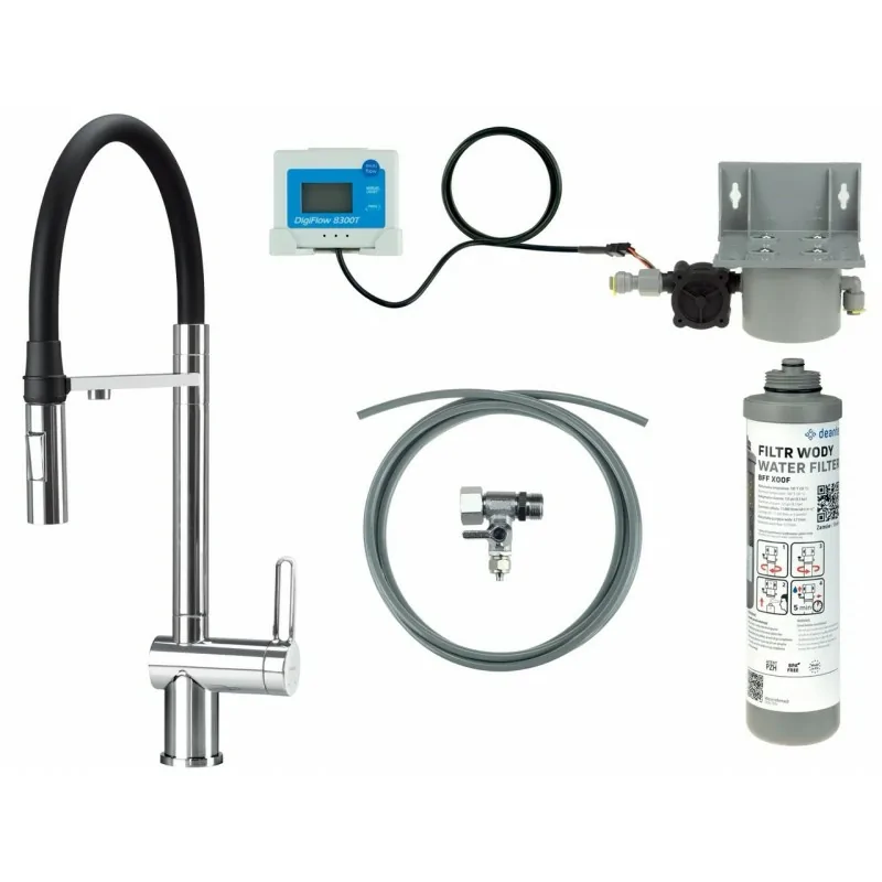5907650895787 DEANTE Magnetic Bateria Kuchenna z Zestawem do Filtracji Wody z Elastyczną Wylewką Chrom BRMF075M