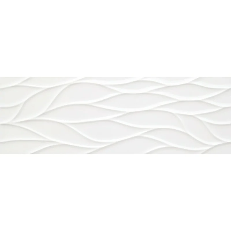 Sklep Płytki Strukturalne SALONI Fluctus Nacar Płytka Ścienna Rekt. Połysk 30x90 białe płytki o strukturze 3d