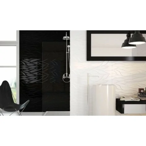 Sklep Płytki Strukturalne SALONI Fluctus Nacar Płytka Ścienna Rekt. Połysk 30x90 białe płytki o strukturze 3d