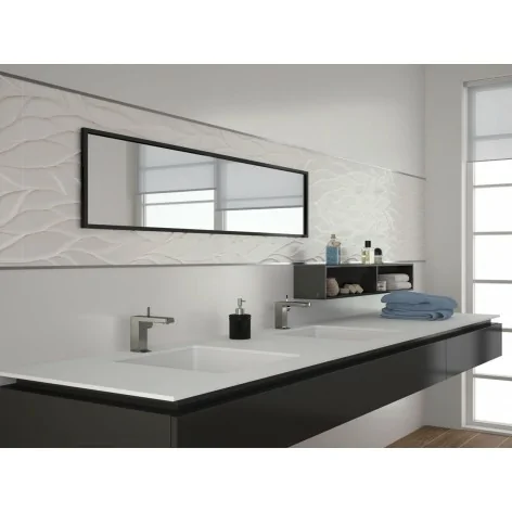 Sklep Płytki Strukturalne SALONI Fluctus Nacar Płytka Ścienna Rekt. Połysk 30x90 białe płytki o strukturze 3d