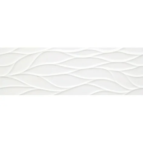 Sklep Płytki Strukturalne SALONI Fluctus Nacar Płytka Ścienna Rekt. Połysk 30x90 białe płytki o strukturze 3d