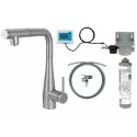 5907650895800 DEANTE Eridan Bateria Kuchenna z Zestawem do Filtracji Wody z Wyciąganą Wylewką - Stal Szczotkowana - BREFF75M