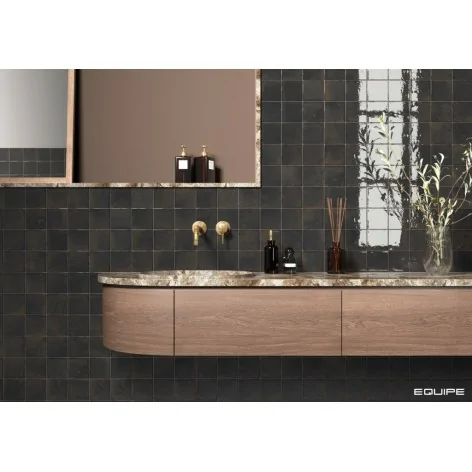 8435081436790 Czarne kafelki hiszpańskie EQUIPE Bohemian Charcoal EQ 32336 Płytka Cegiełka Połysk 10x10