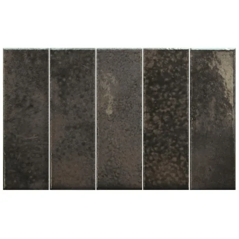 8435081436868 Sklep Hiszpańskie Kafelki EQUIPE Bohemian Charcoal EQ 32343 Płytka Cegiełka Połysk 6x18,6 Czarne