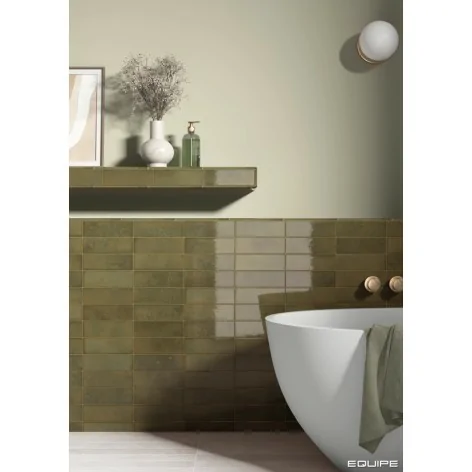 8435081436851 Hiszpańskie zielone kafelki EQUIPE Bohemian Bronze Green EQ 32342 Płytka Cegiełka Połysk 6x18,6 Cegiełki