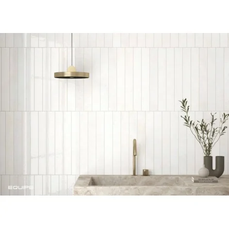 8435081430262 Hiszpańskie Białe Kafelki Łazienkowe EQUIPE Verticale Clean EQ 31921 Płytka Ścienna Cegiełka Połysk 5x40