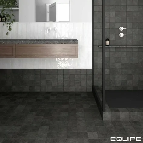 8435081413869 Hiszpańskie kafelki podłogowe EQUIPE Stage Charcoal EQ 31375 Płytka Gresowa Cegiełka Mat. 20x20 czarne
