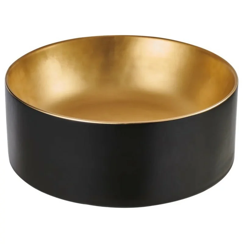 5907798720187 Sklep Ceramika Łazienkowa INVENA Umywalka Nablatowa KOS 42 cm Czarno Złota CE-38-017-C czarno-złota