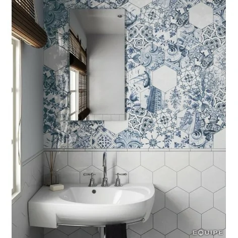 8435404933012 EQUIPE Hexatile Blanco Brillo EQ 20519 Płytka Gresowa Błyszcząca 17,5x20 Hiszpańskie kafelki podłogowe białe