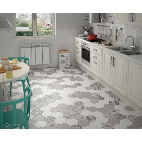 8435404933203 EQUIPE Hexatile Harmony B&W EQ 21357 Płytka Gresowa Mat. 17,5x20 Hiszpańskie kafelki patchwork podłogowe