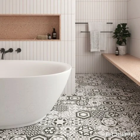 8435404933203 EQUIPE Hexatile Harmony B&W EQ 21357 Płytka Gresowa Mat. 17,5x20 Hiszpańskie kafelki patchwork podłogowe