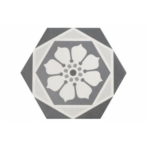 8435404933203 EQUIPE Hexatile Harmony B&W EQ 21357 Płytka Gresowa Mat. 17,5x20 Hiszpańskie kafelki patchwork podłogowe