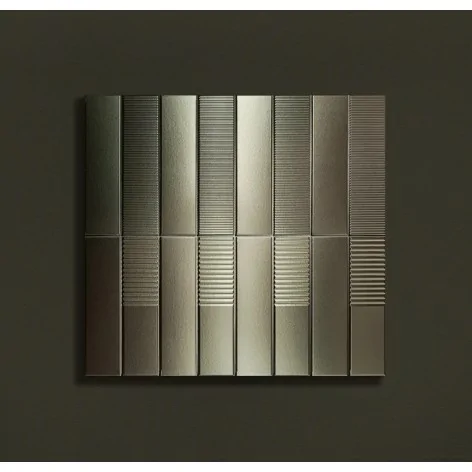 5900199287594 TUBĄDZIN Groove Metalic 2 STR Płytka Ścienna Struktura Połysk 7,8x29,8 Płytki Cegiełki Ceramika Tubądzin