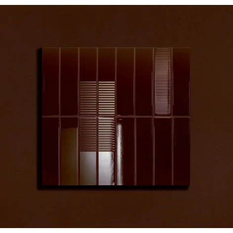 5900199287204 TUBĄDZIN Groove Brown Gloss 1 STR Płytka Ścienna Struktura Poler 7,8x29,8 Płytki Cegiełki Ceramika Tubądzin