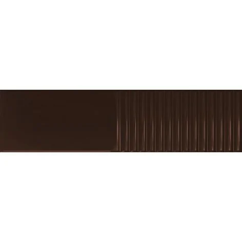 5900199287235 TUBĄDZIN Groove Brown Gloss 2 STR Płytka Ścienna Struktura Poler 7,8x29,8 Płytki Cegiełki Ceramika Tubądzin