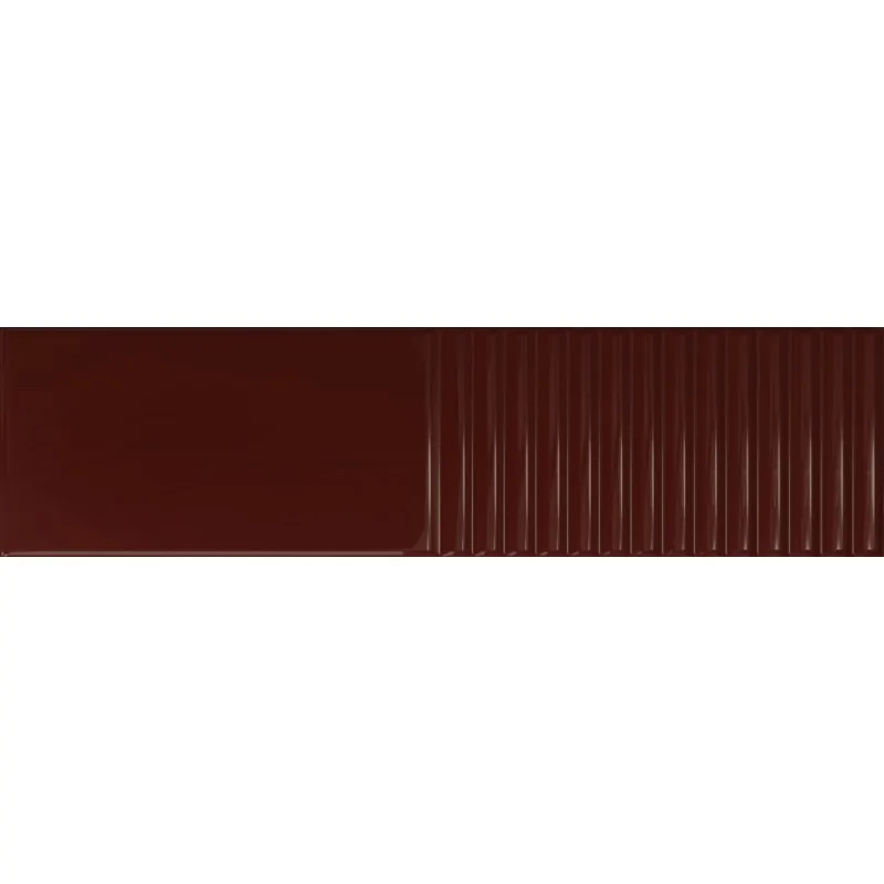 5900199287501 TUBĄDZIN Groove Burgundy 2 Gloss STR Płytka Ścienna Poler 7,8x29,8 298x78 Płytki Cegiełki Ceramika Tubądzin