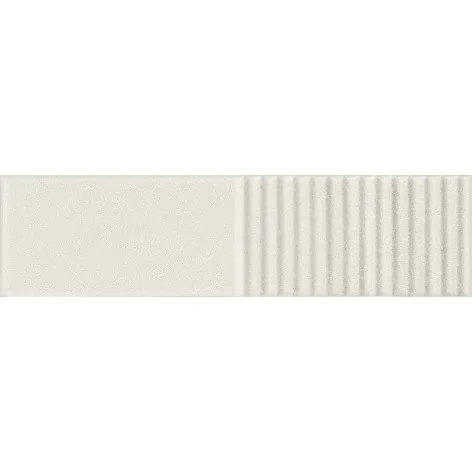 5903238075060 TUBĄDZIN Groove White Sugar 2 STR Płytka Ścienna Struktura Połysk 7,8x29,8 298x78 Płytki Cegiełki Tubądzin