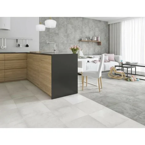 5900139032802 PARADYŻ Proteo Bianco Gres Szkl. Mat. 40x40 Szare płytki podłogowe gresowe Szkliwione matowe płytki