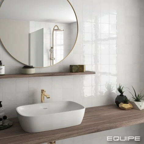 8435404938239 Hiszpańskie Płytki Cegiełki EQUIPE Village White EQ 25599 Płytka Ścienna Połysk 13,2x13,2 białe kafelki łazienkowe