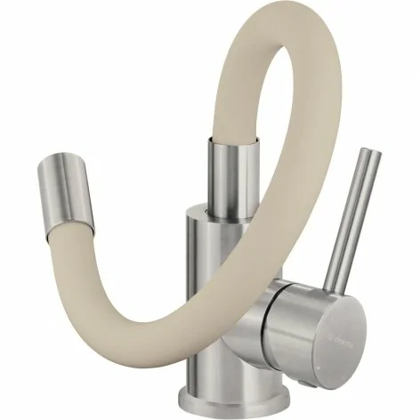 5907650859192 Armatura DEANTE Luno Bateria Kuchenna z Giętą Wylewką - Beż + Stal szczotkowana - BOC_5720 - Tania Armatura