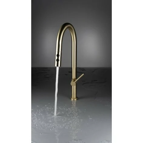 5907650858614 DEANTE Olfato Bateria Kuchenna z Wyciąganą Wylewką - 2 Rodzaje Strumienia - Złoty Szczotkowany - BQO_R72M