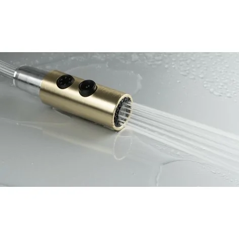 5907650858614 DEANTE Olfato Bateria Kuchenna z Wyciąganą Wylewką - 2 Rodzaje Strumienia - Złoty Szczotkowany - BQO_R72M