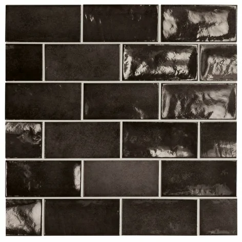 8435404938116 Sklep Płytki Cegiełki EQUIPE Village Black EQ 25587 Płytka Ścienna Połysk 6,5x13,2 Czarne kafelki łazienkowe