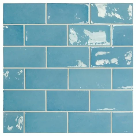 8435404938345 Płytki Cegiełki EQUIPE Village Azure Blue EQ 25629 Płytka Ścienna Połysk 6,5x13,2 Hiszpańskie kafelki niebieskie