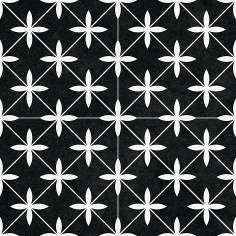 Płytka podłogowa hiszpańska Superceramica HIDRAULICOS POOLE black mat 45x45 PAV. POOLE BLACK 45X45 PATCHWORK czarny