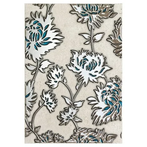 DOMINO Gris Turkus Flower Dekor 25x36 Gat I