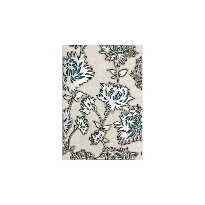 DOMINO Gris Turkus Flower Dekor 25x36 Gat I