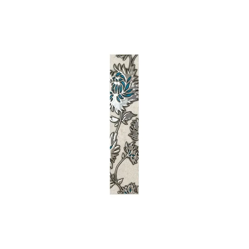 DOMINO Gris Turkus Flower Listwa 7,4x36 Gat I