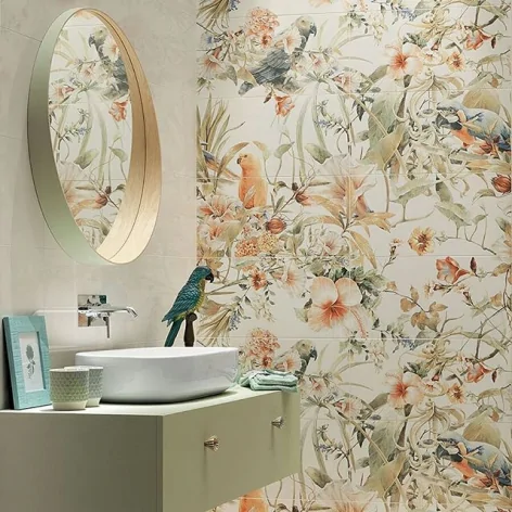 5903238025089 TUBĄDZIN Modern Pearl Parrots Obraz Ścienny 8-elementowy Rekt. Mat. 119,8x119,8 120x120 papugi