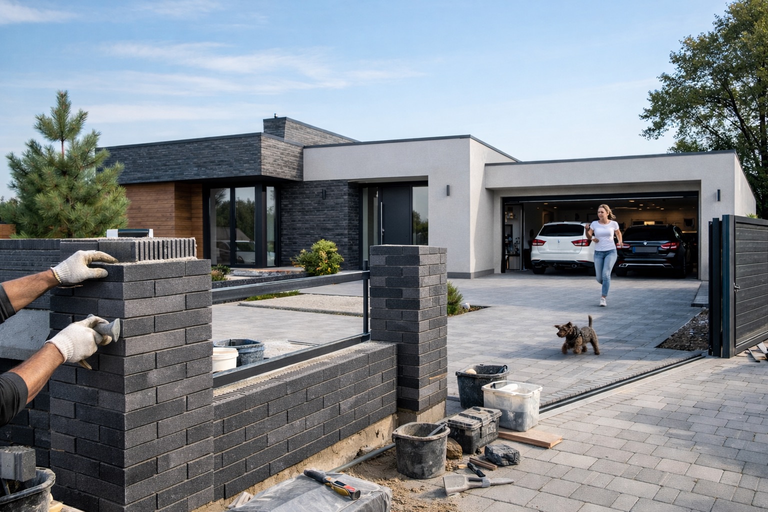 klinkier elewacja płotu